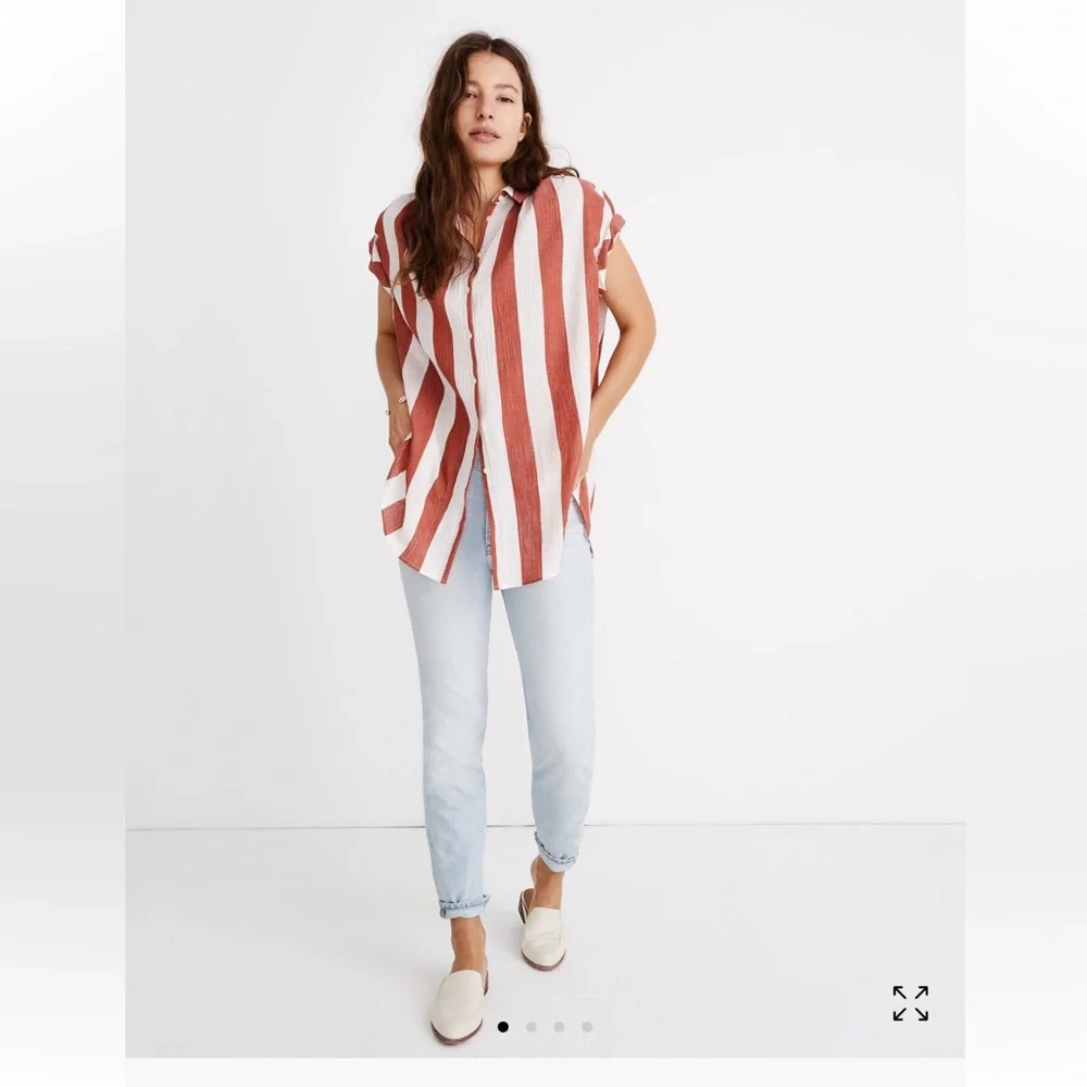 Madewell Central Tunic Shirt in Cara Stripe-med - Picture 1 of 9